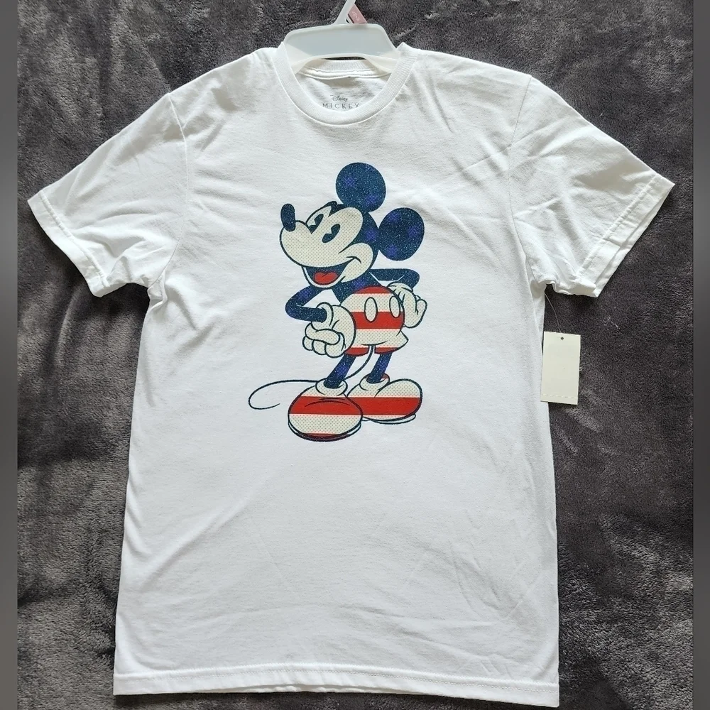 New classic Disney Mickey Mouse patriotic American short sleeve top 100% cotton